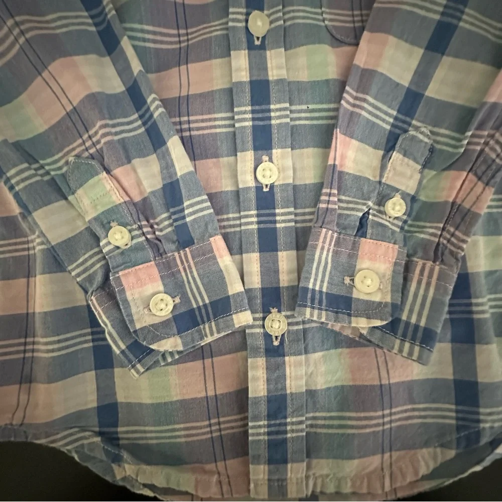 Boy’s Janie and Jack Pastel Plaid Button Down Shirt | 100% Cotton | Size 18-24M
